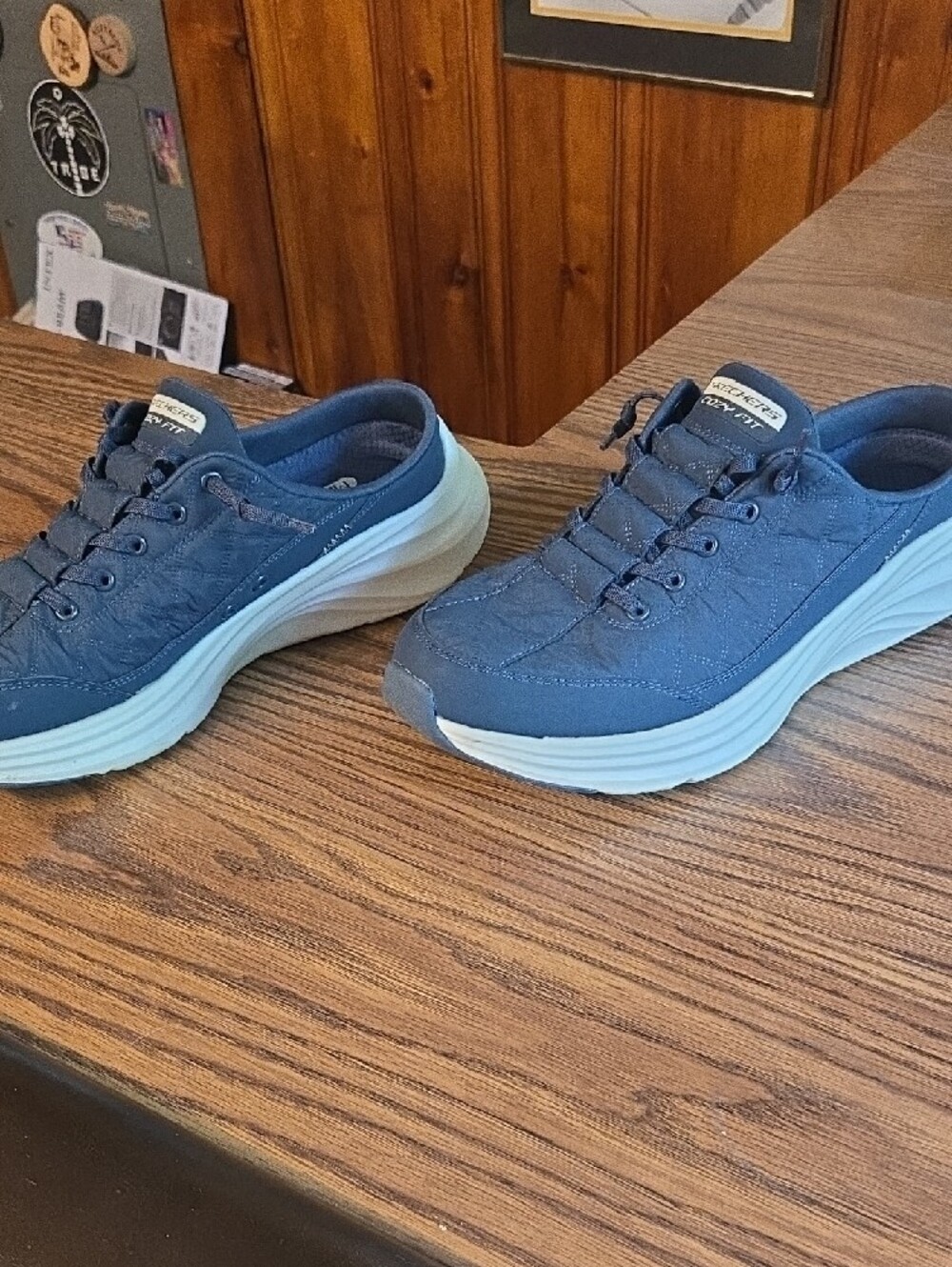 Skechers Cozy Fit Quilted Dark Blue Lace-Up Sneakers - Picture 3 of 8